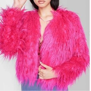 Pink faux fur jacket dead stock size Xs
